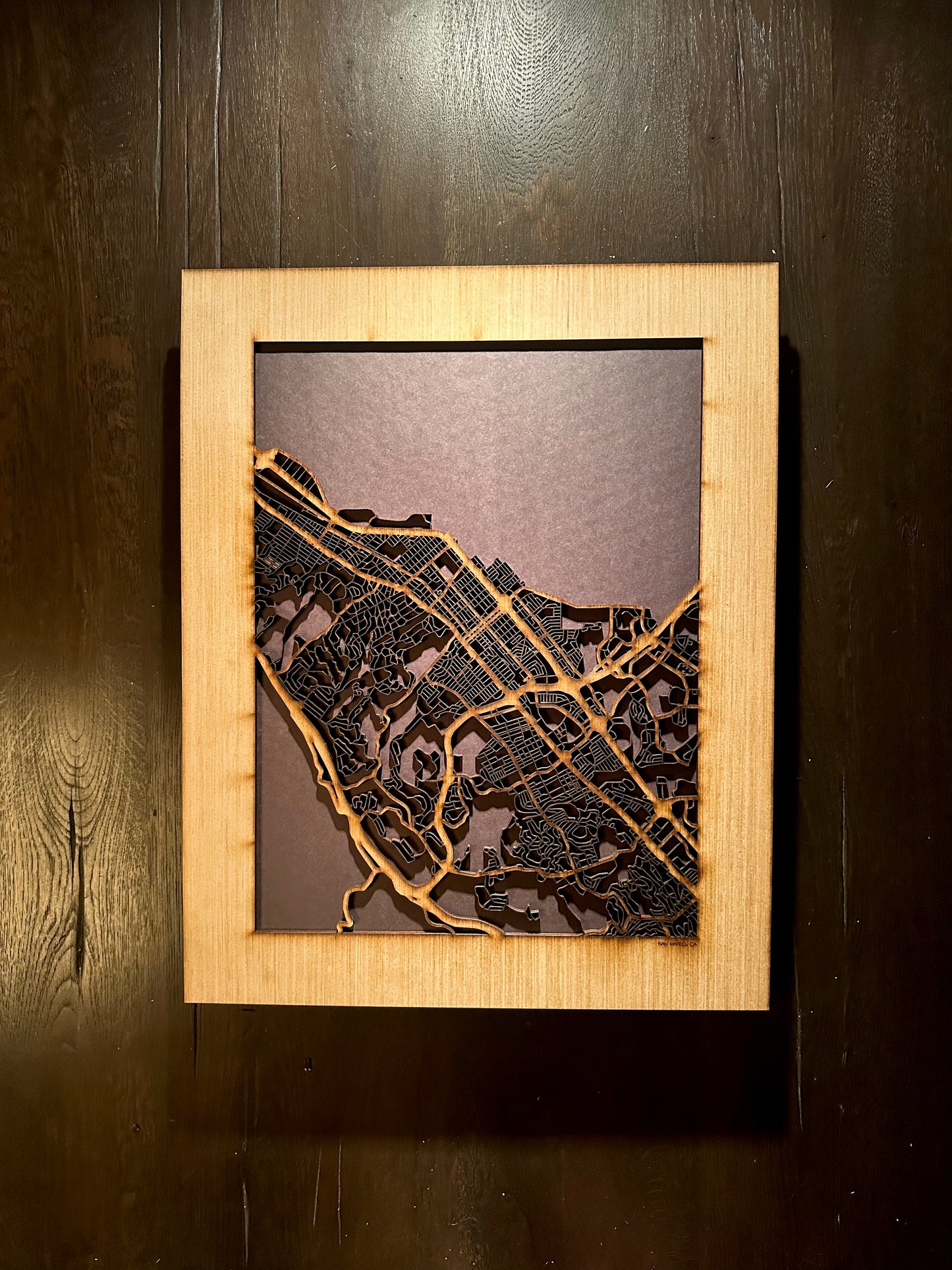 San Mateo, CA City Street Map | Modern Wood Wall Art in a Minimalist design. 2 sizes