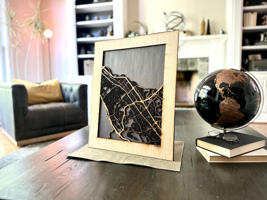 San Mateo, CA City Street Map | Modern Wood Wall Art in a Minimalist design. 2 sizes