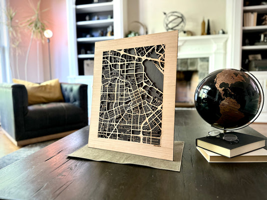 Santa Clara, CA City Street Map | Modern Wood Wall Art in a Minimalist design. 2 sizes