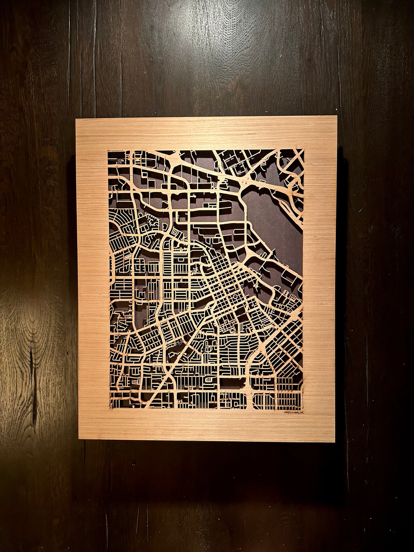 Santa Clara, CA City Street Map | Modern Wood Wall Art in a Minimalist design. 2 sizes