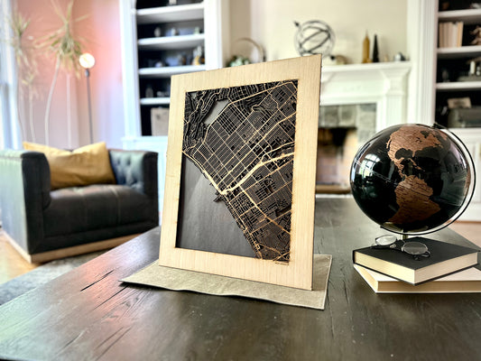 Santa Monica, CA City Street Map | Modern Wood Wall Art in a Minimalist design. 2 sizes