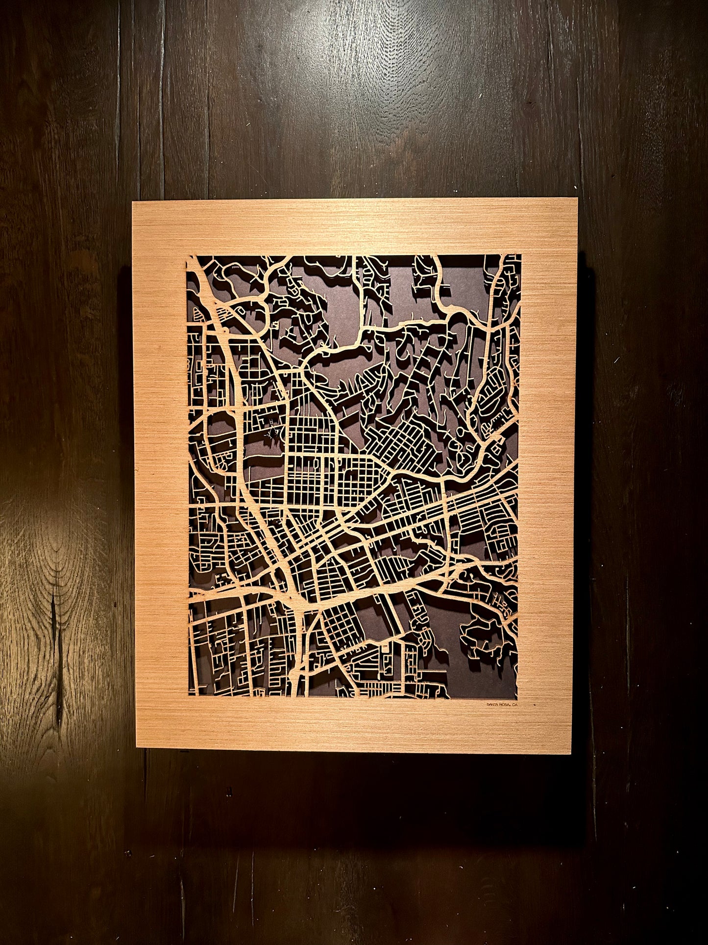 Santa Rosa, CA City Street Map | Modern Wood Wall Art in a Minimalist design. 2 sizes