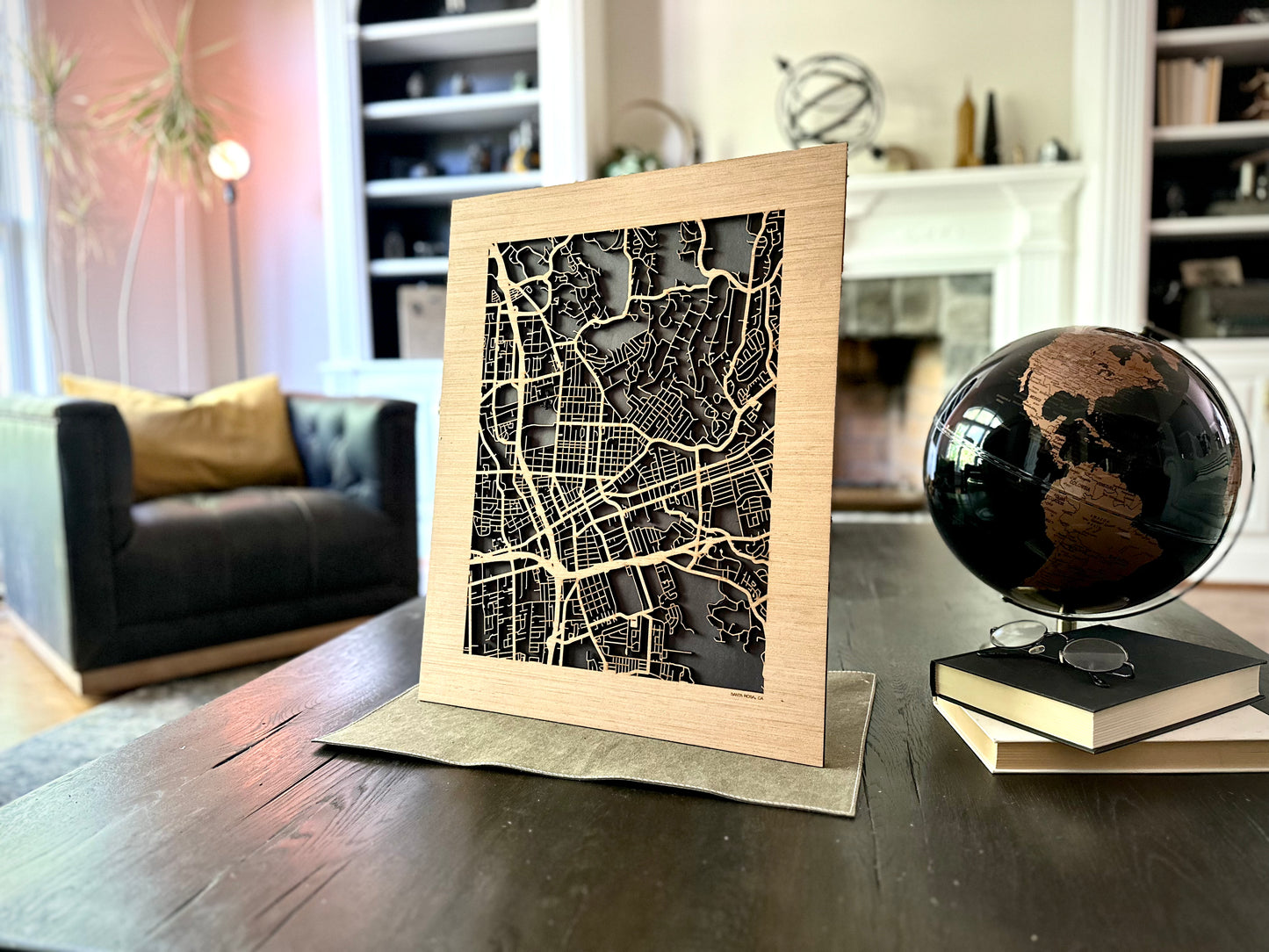Santa Rosa, CA City Street Map | Modern Wood Wall Art in a Minimalist design. 2 sizes