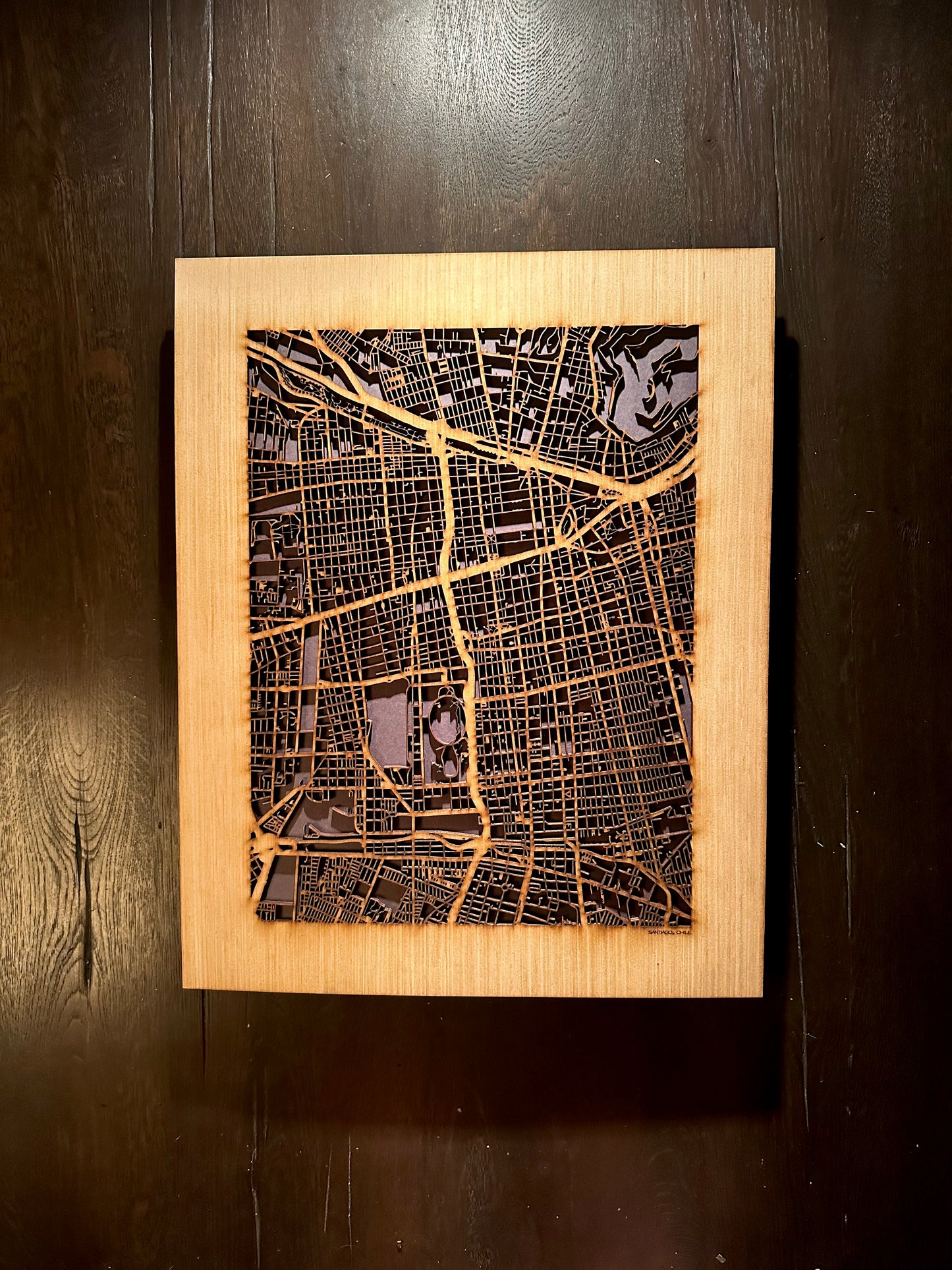 Santiago, Chile City Street Map | Modern Wood Wall Art in a Minimalist design. 2 sizes