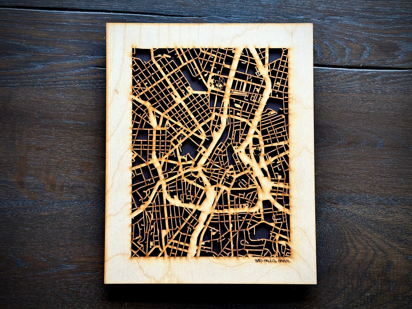 São Paulo, Brazil City Street Map | Modern Wood Wall Art in a Minimalist design. 2 sizes