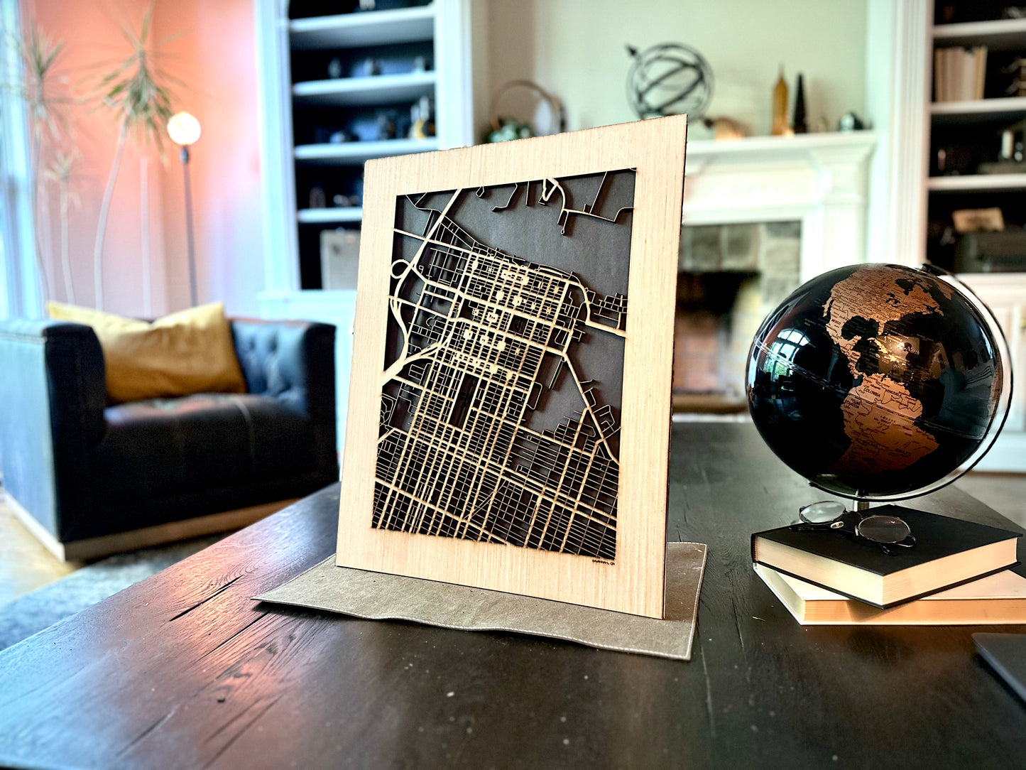 Savannah, GA City Street Map | Modern Wood Wall Art in a Minimalist design. 2 sizes