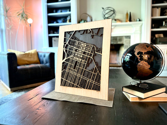 Savannah, GA City Street Map | Modern Wood Wall Art in a Minimalist design. 2 sizes