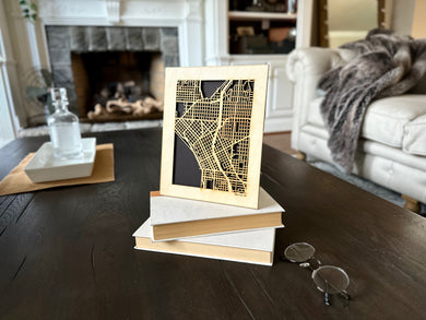 Seattle, WA City Street Map | Modern Wood Wall Art in a Minimalist design. 3 sizes