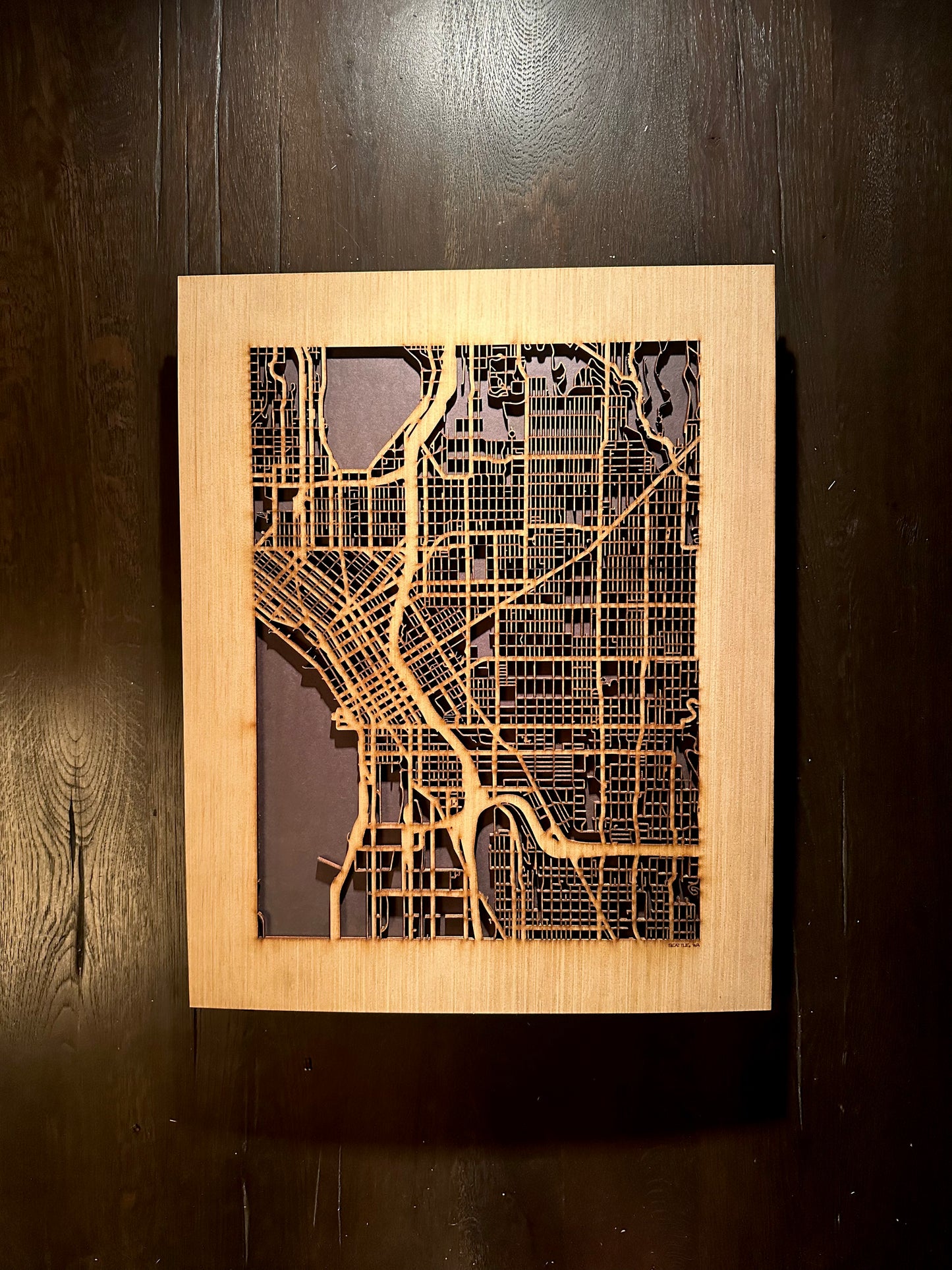 Seattle, WA City Street Map | Modern Wood Wall Art in a Minimalist design. 3 sizes