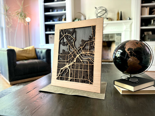 Shreveport, LA City Street Map | Modern Wood Wall Art in a Minimalist design. 2 sizes