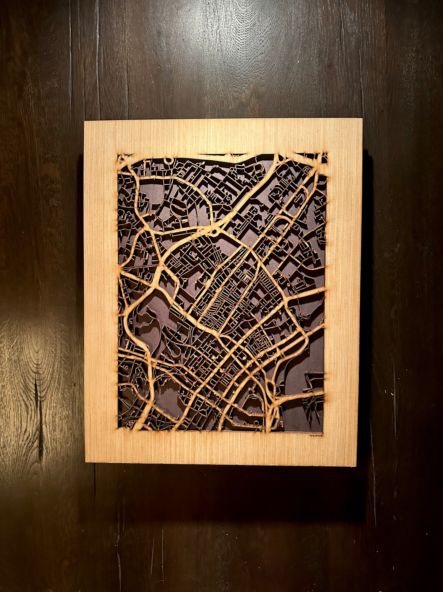 Singapore City Street Map | Modern Wood Wall Art in a Minimalist design. 2 sizes