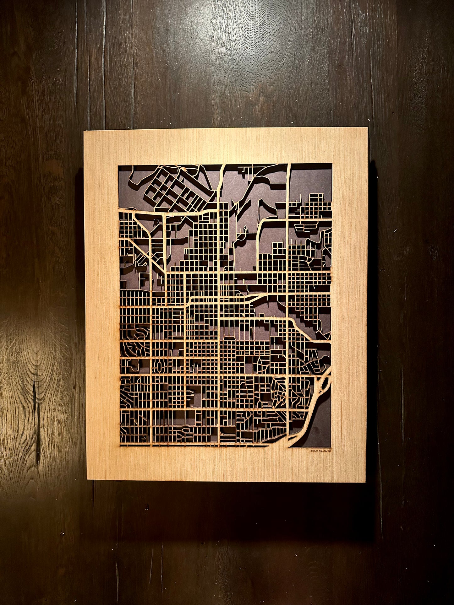 Sioux Falls, SD City Street Map | Modern Wood Wall Art in a Minimalist design. 2 sizes