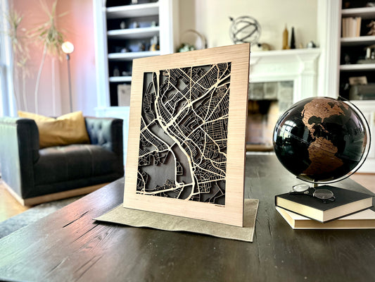 Springfield, MA City Street Map | Modern Wood Wall Art in a Minimalist design. 2 sizes