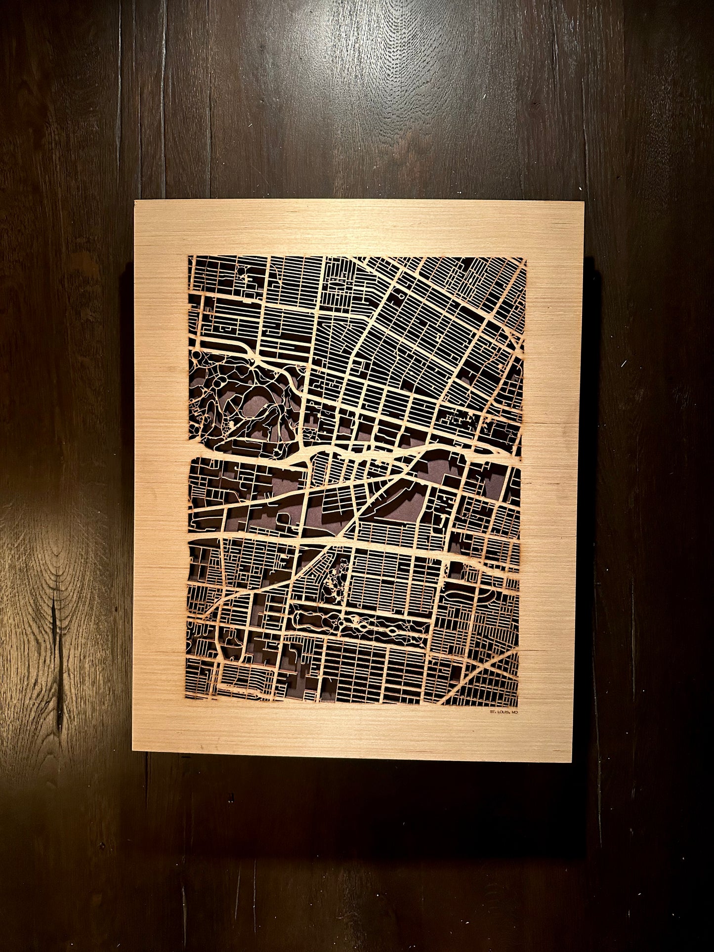 St. Louis, MO City Street Map | Modern Wood Wall Art in a Minimalist design. 3 sizes