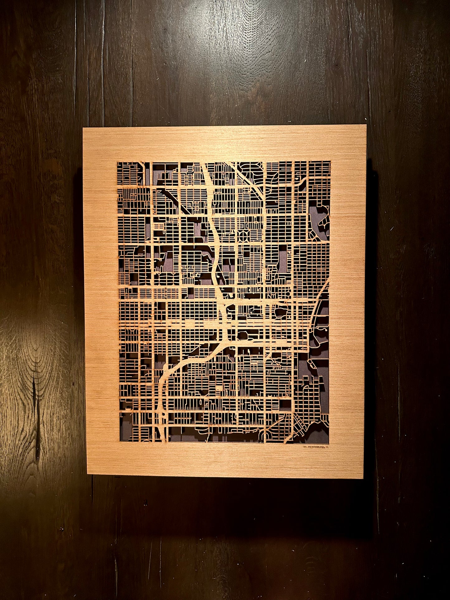 St. Petersburg, FL City Street Map | Modern Wood Wall Art in a Minimalist design. 2 sizes