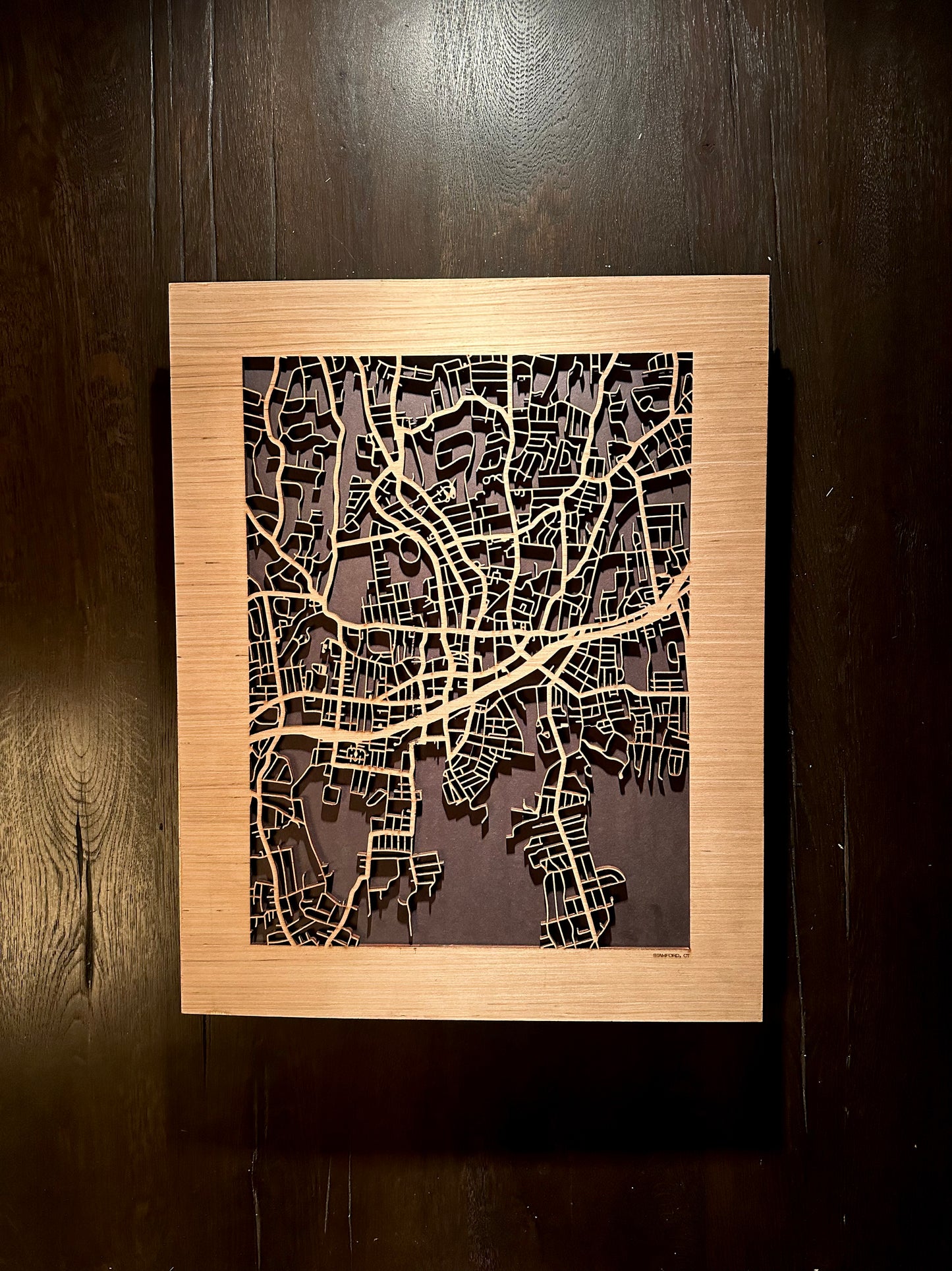 Stamford, CT City Street Map | Modern Wood Wall Art in a Minimalist design. 2 sizes