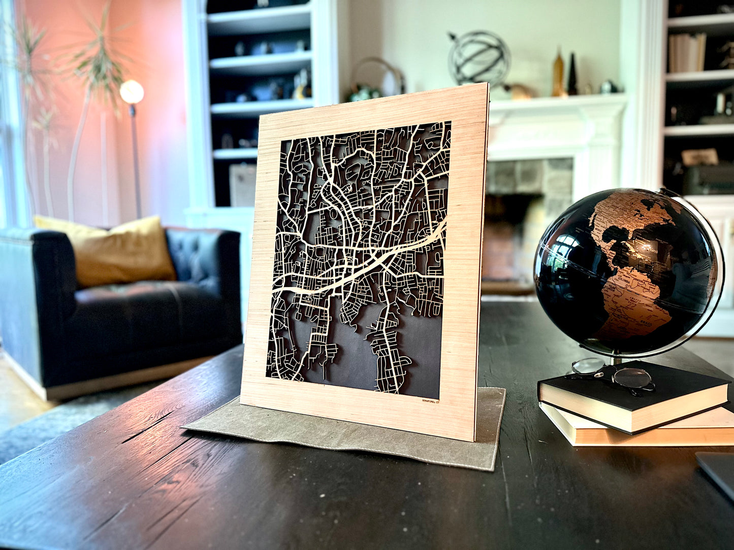 Stamford, CT City Street Map | Modern Wood Wall Art in a Minimalist design. 2 sizes