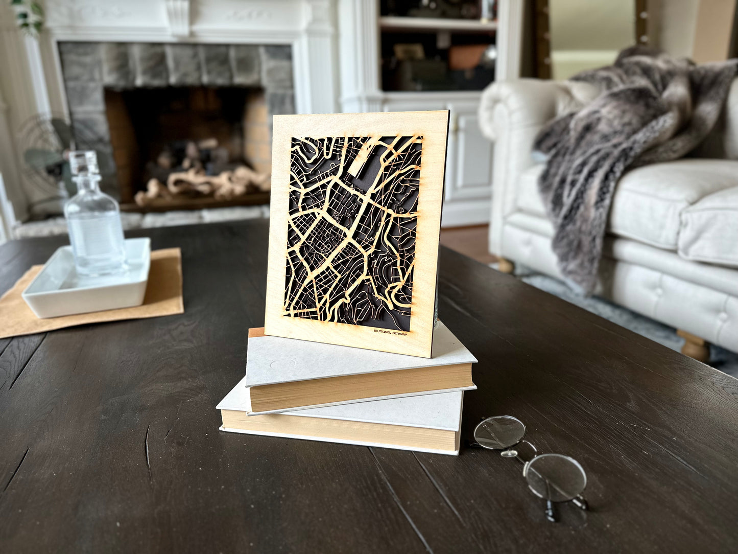 Stuttgart, Germany City Street Map | Modern Wood Wall Art in a Minimalist design. 2 sizes