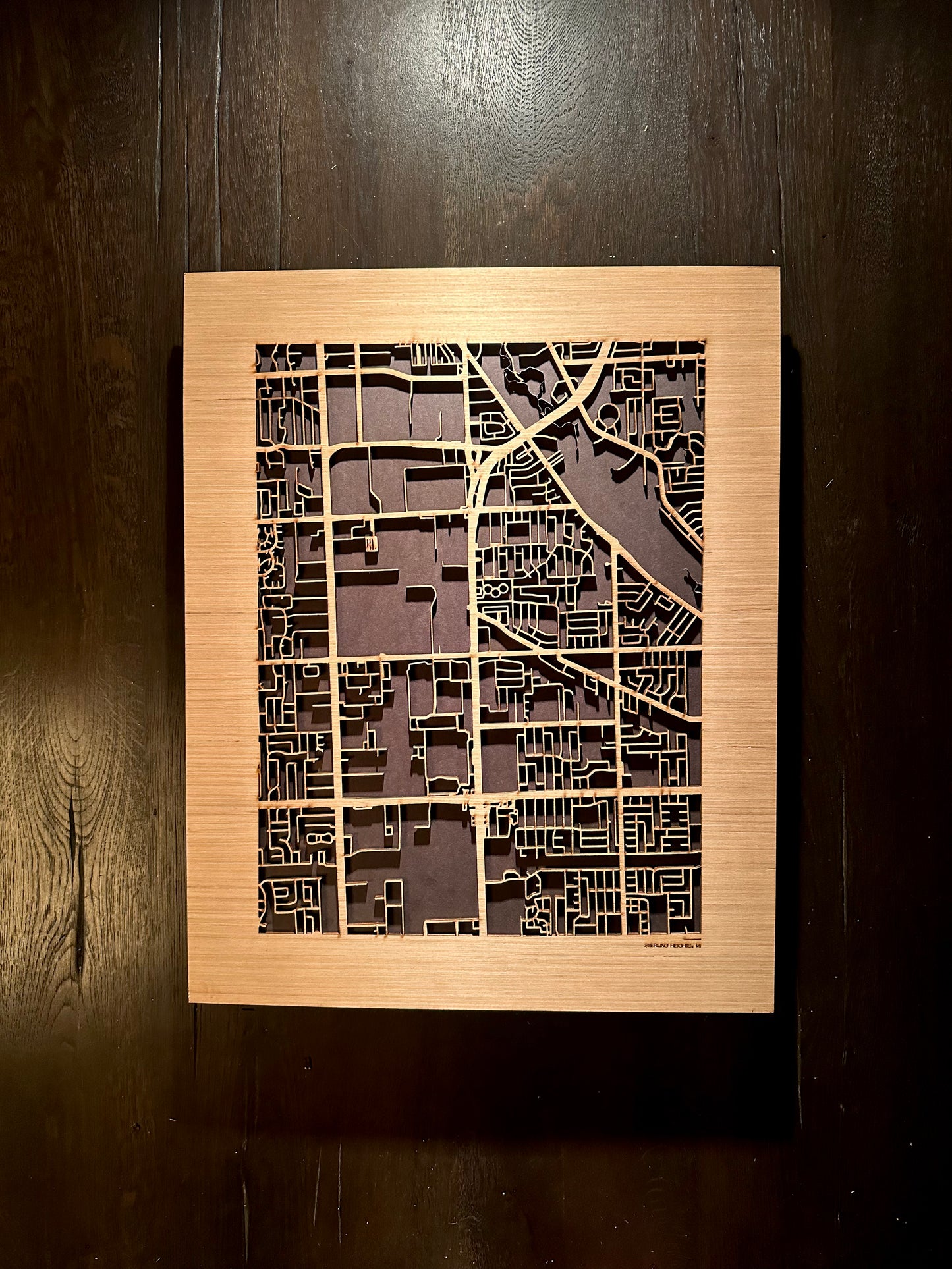 Sterling Heights, MI City Street Map | Modern Wood Wall Art in a Minimalist design. 2 sizes