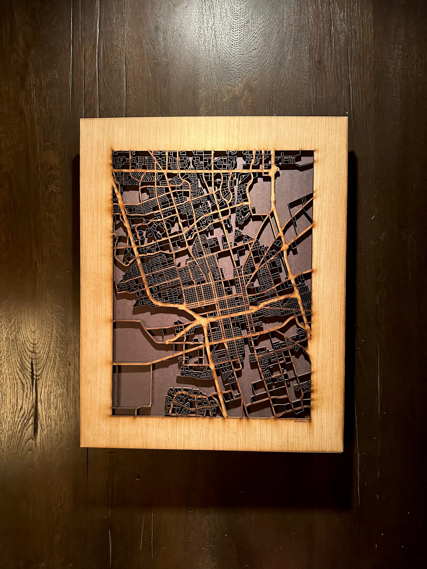 Stockton, CA City Street Map | Modern Wood Wall Art in a Minimalist design. 2 sizes