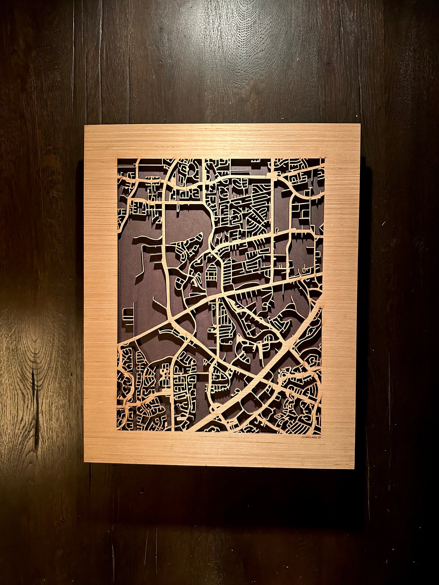 Sugar Land, TX City Street Map | Modern Wood Wall Art in a Minimalist design. 2 sizes