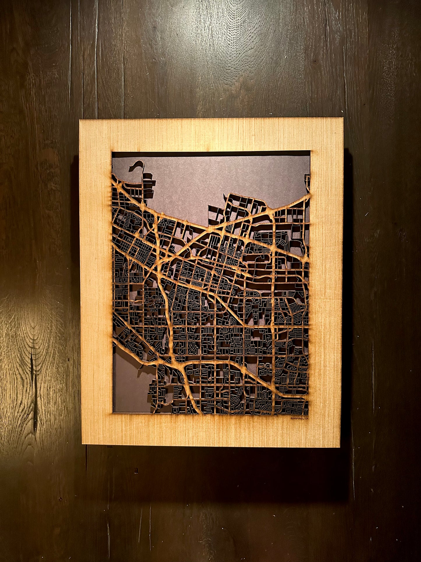 Sunnyvale, CA City Street Map | Modern Wood Wall Art in a Minimalist design. 2 sizes