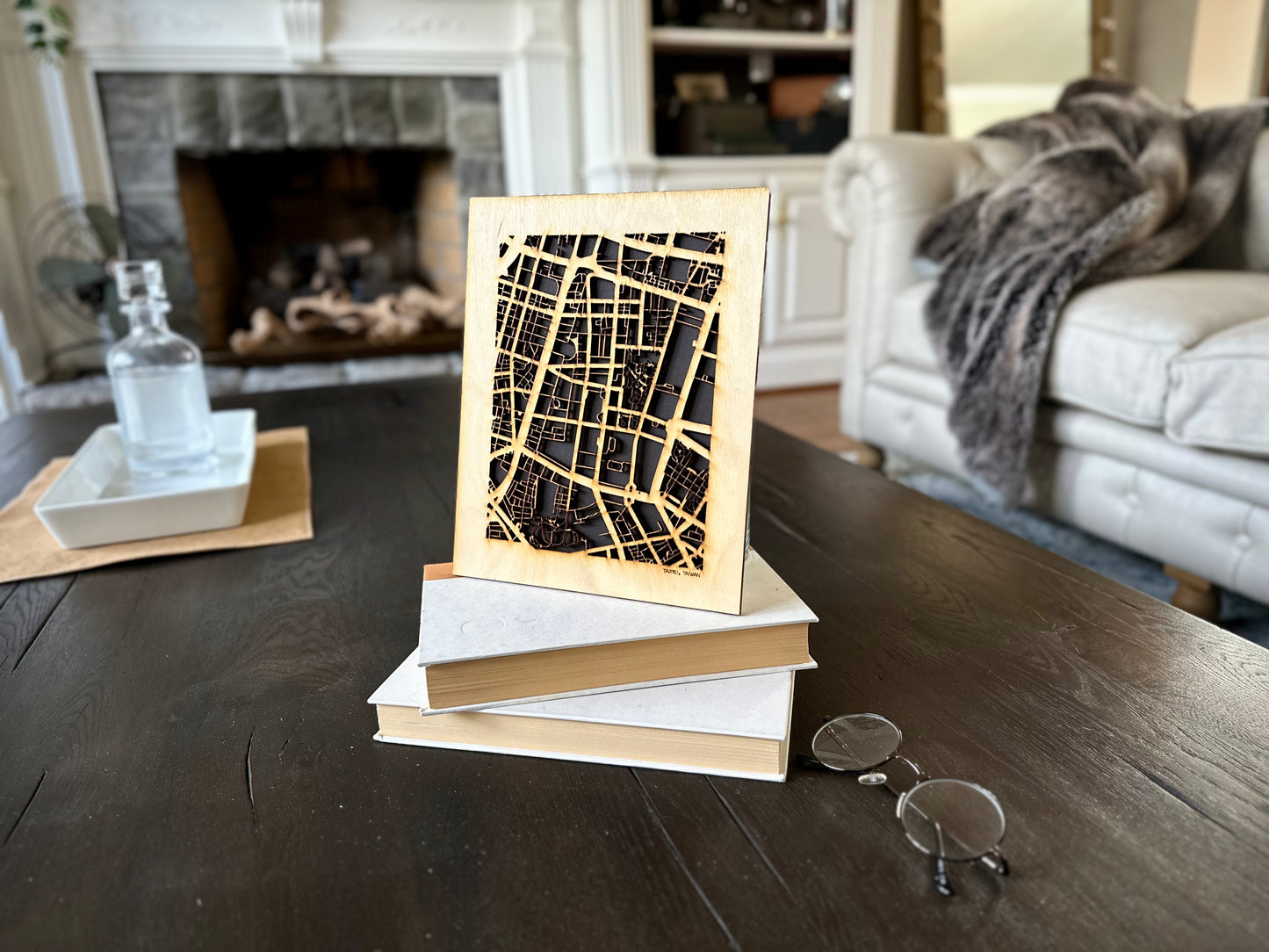 Taipei, Taiwan City Street Map | Modern Wood Wall Art in a Minimalist design. 2 sizes