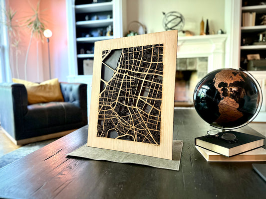 Taipei, Taiwan City Street Map | Modern Wood Wall Art in a Minimalist design. 2 sizes