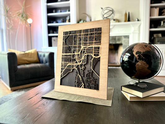 Tampa, FL City Street Map | Modern Wood Wall Art in a Minimalist design. 3 sizes