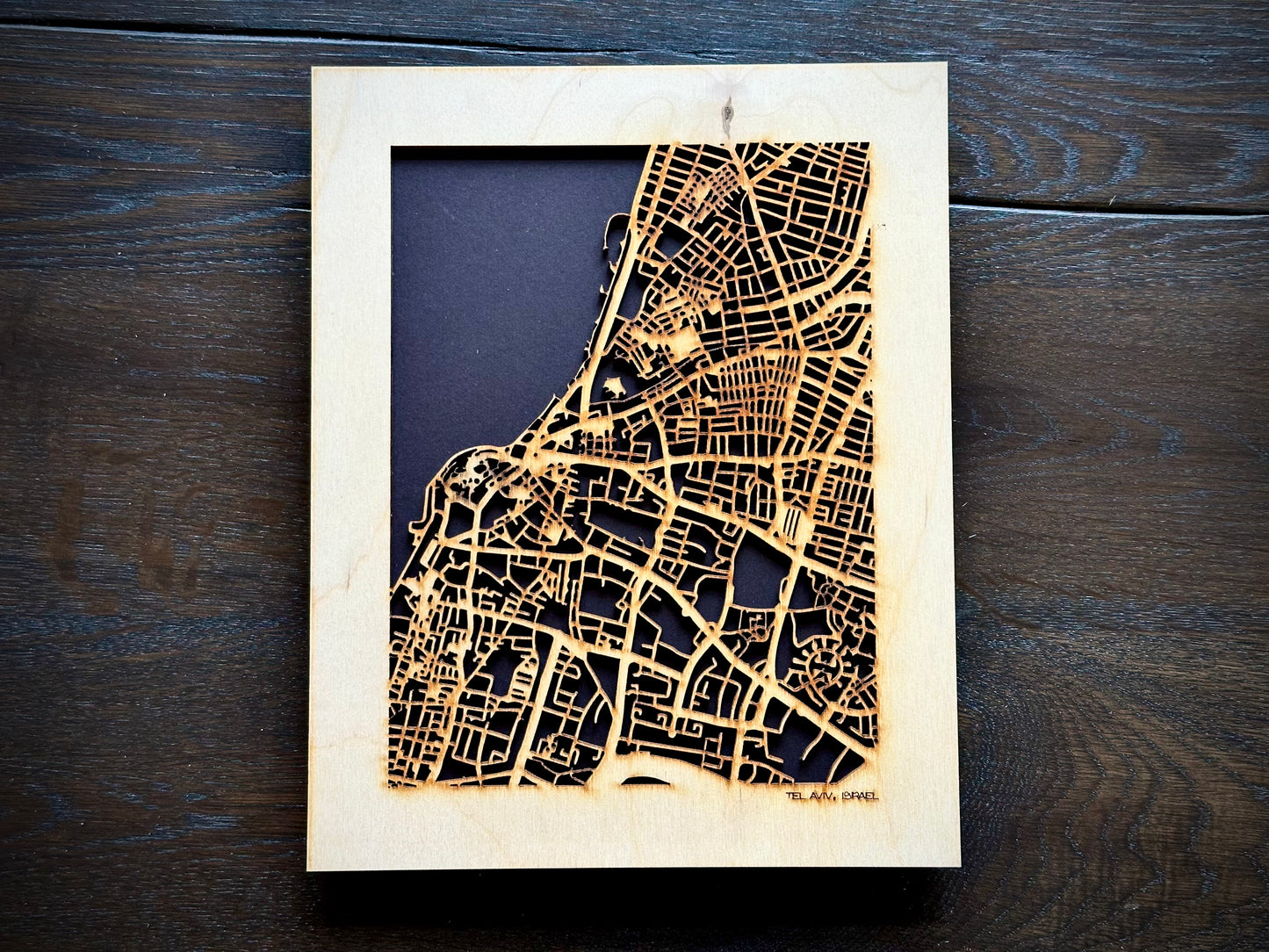 Tel Aviv, Israel City Street Map | Modern Wood Wall Art in a Minimalist design. 2 sizes