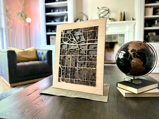 Tempe, AZ City Street Map | Modern Wood Wall Art in a Minimalist design. 2 sizes