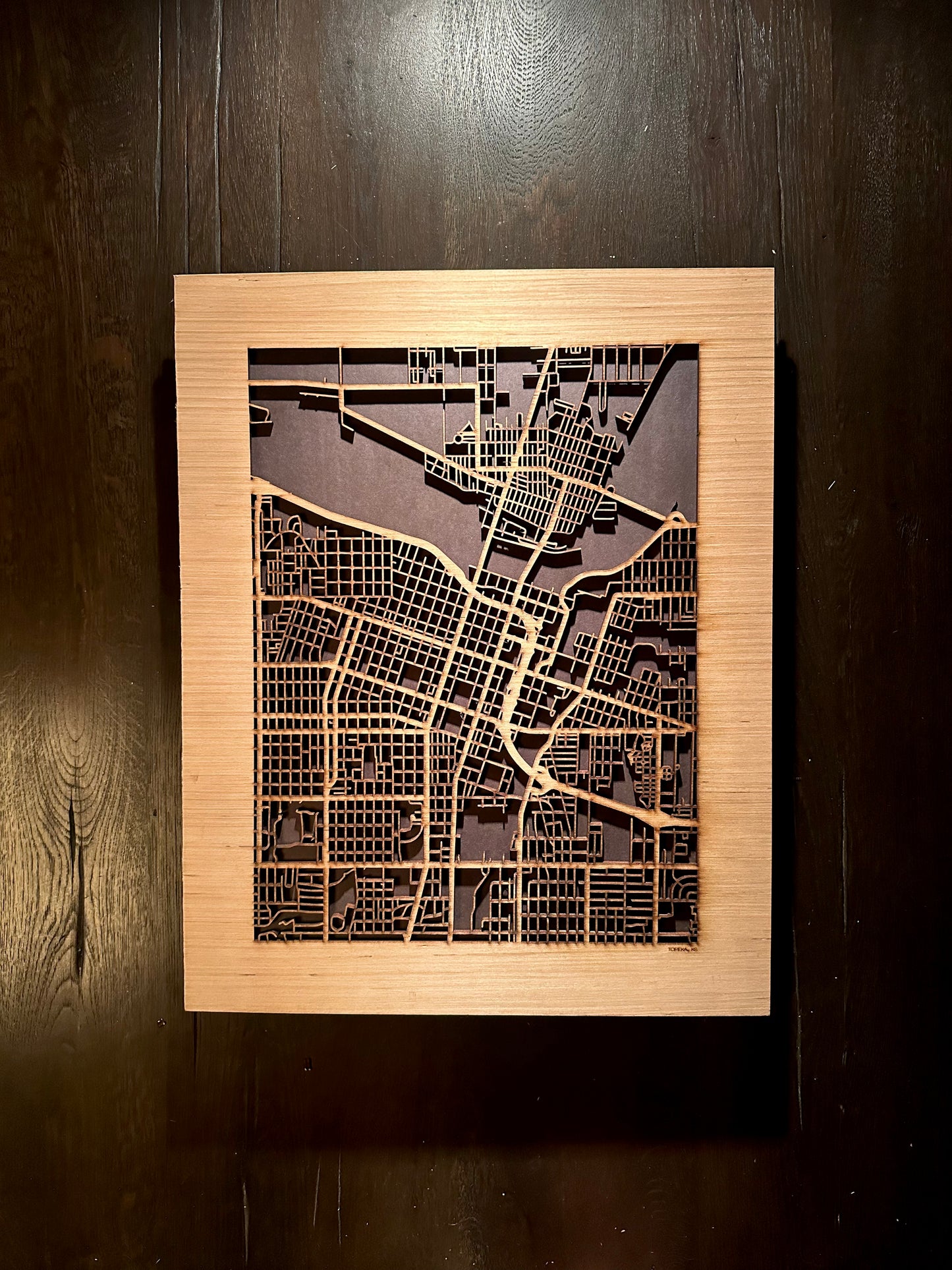 Topeka, KS City Street Map | Modern Wood Wall Art in a Minimalist design. 2 sizes