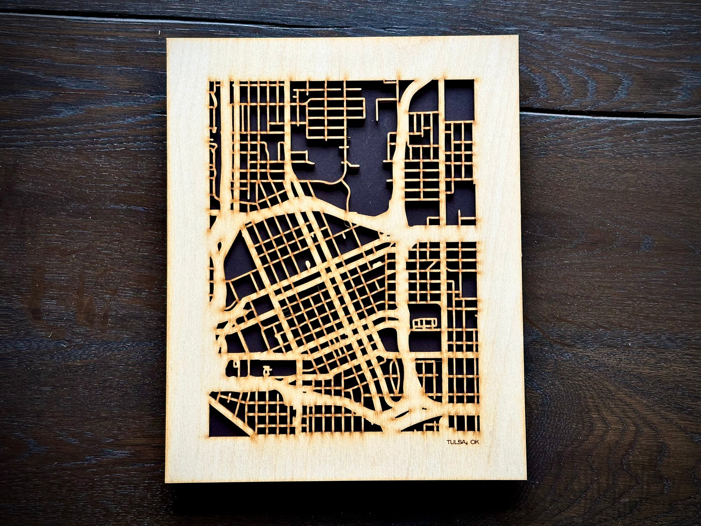 Tulsa, OK City Street Map | Modern Wood Wall Art in a Minimalist design. 2 sizes