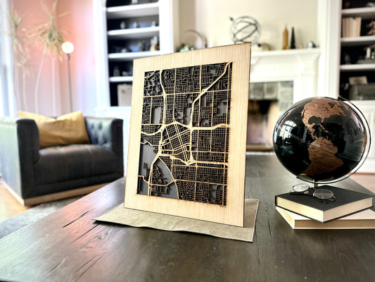 Tulsa, OK City Street Map | Modern Wood Wall Art in a Minimalist design. 2 sizes