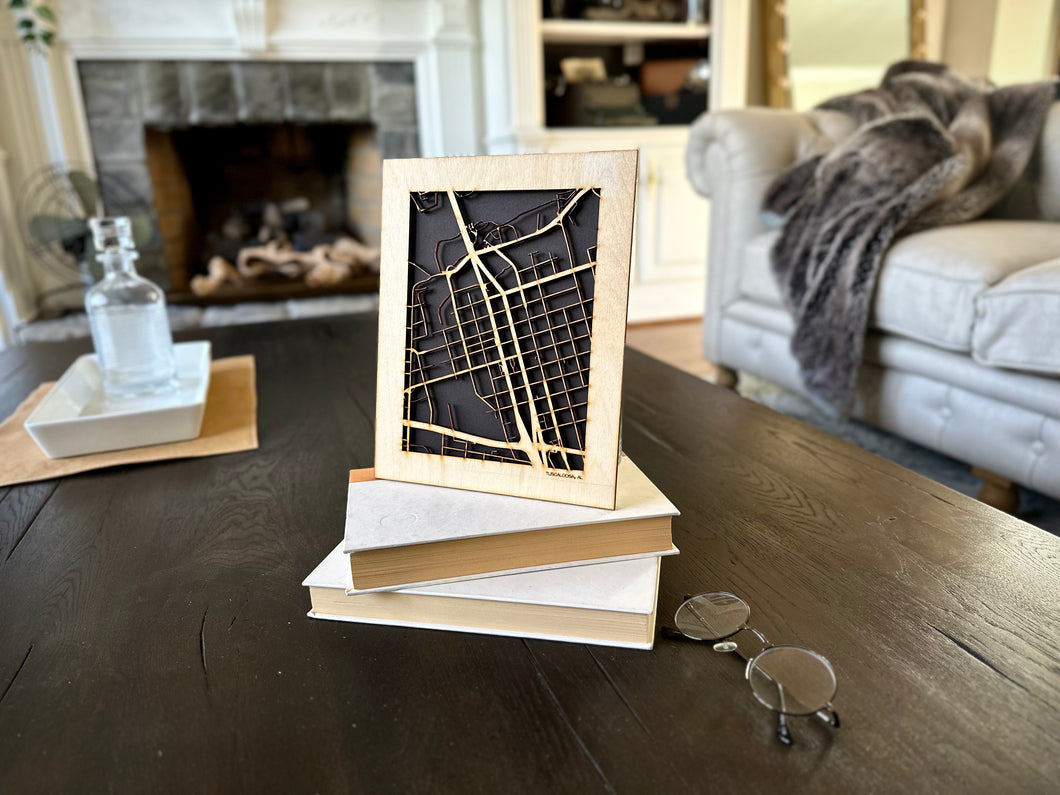 Tuscaloosa, AL City Street Map | Modern Wood Wall Art in a Minimalist design. 2 sizes