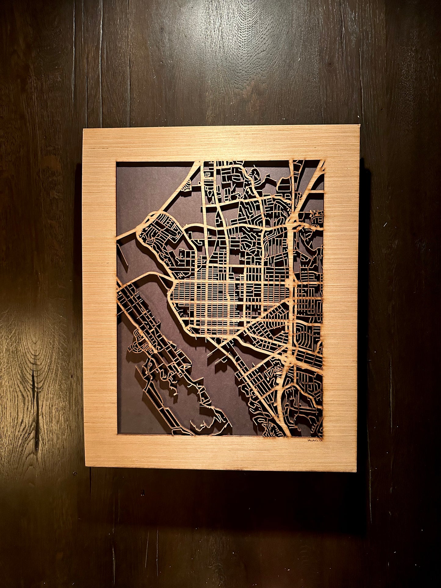 Vallejo, CA City Street Map | Modern Wood Wall Art in a Minimalist design. 2 sizes