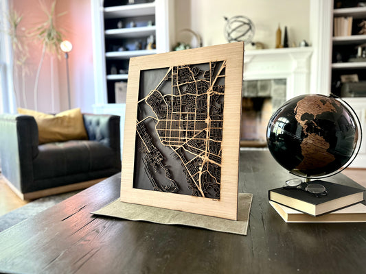 Vallejo, CA City Street Map | Modern Wood Wall Art in a Minimalist design. 2 sizes