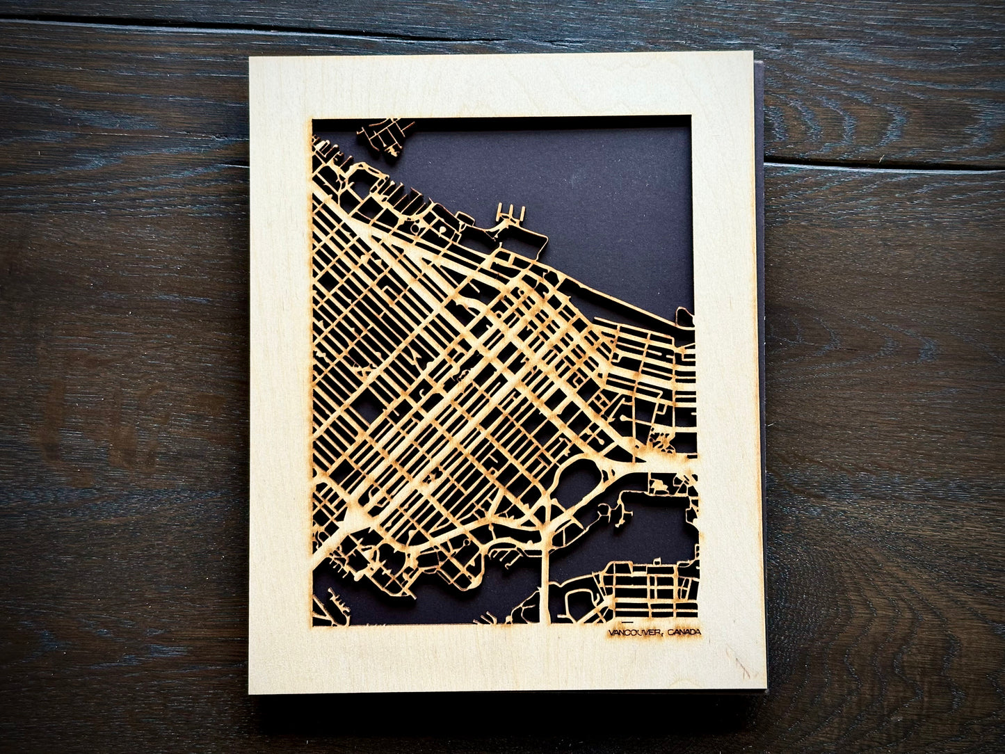 Vancouver, Canada City Street Map | Modern Wood Wall Art in a Minimalist design. 2 sizes