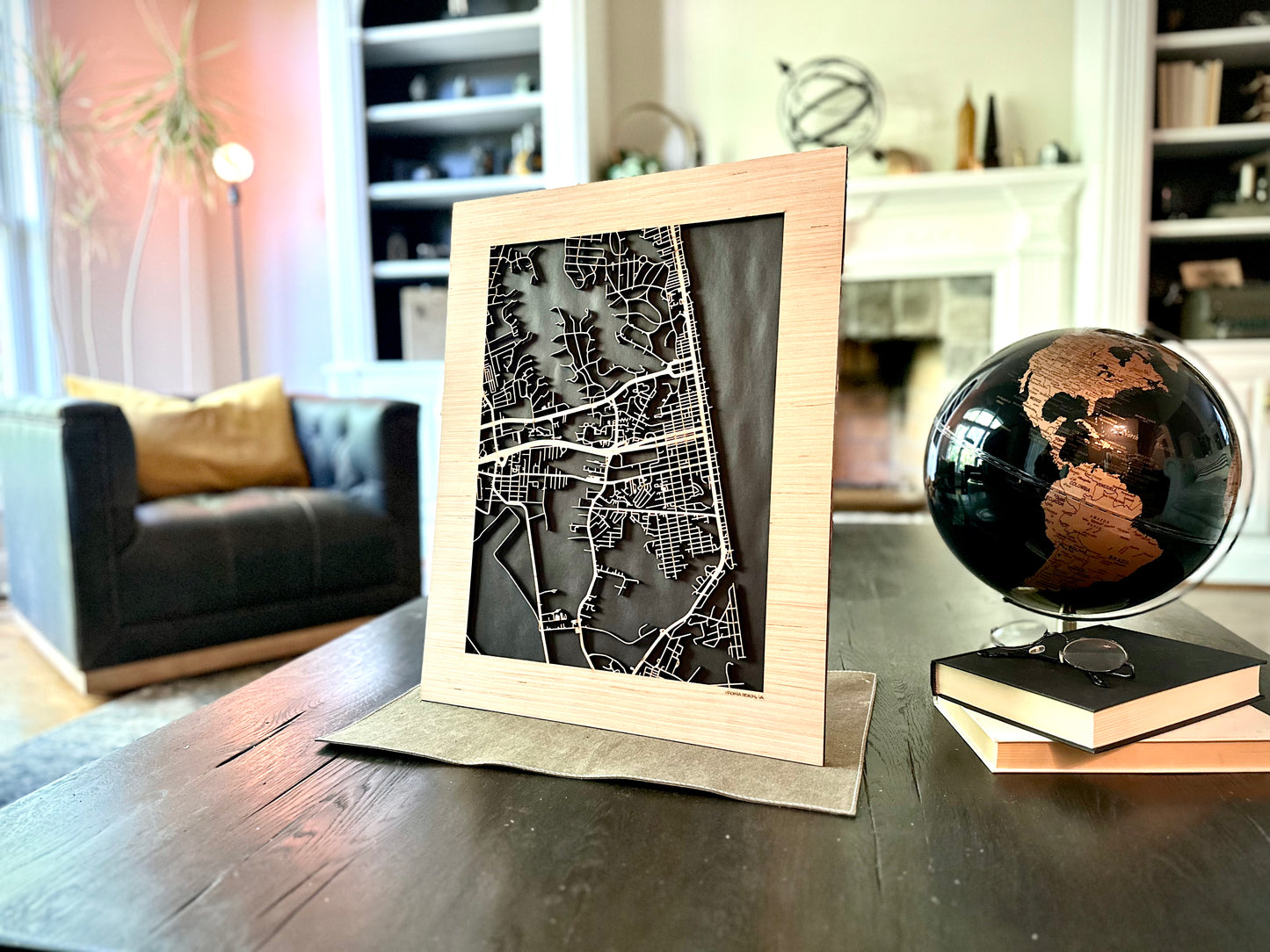 Virginia Beach, VA City Street Map | Modern Wood Wall Art in a Minimalist design. 2 sizes
