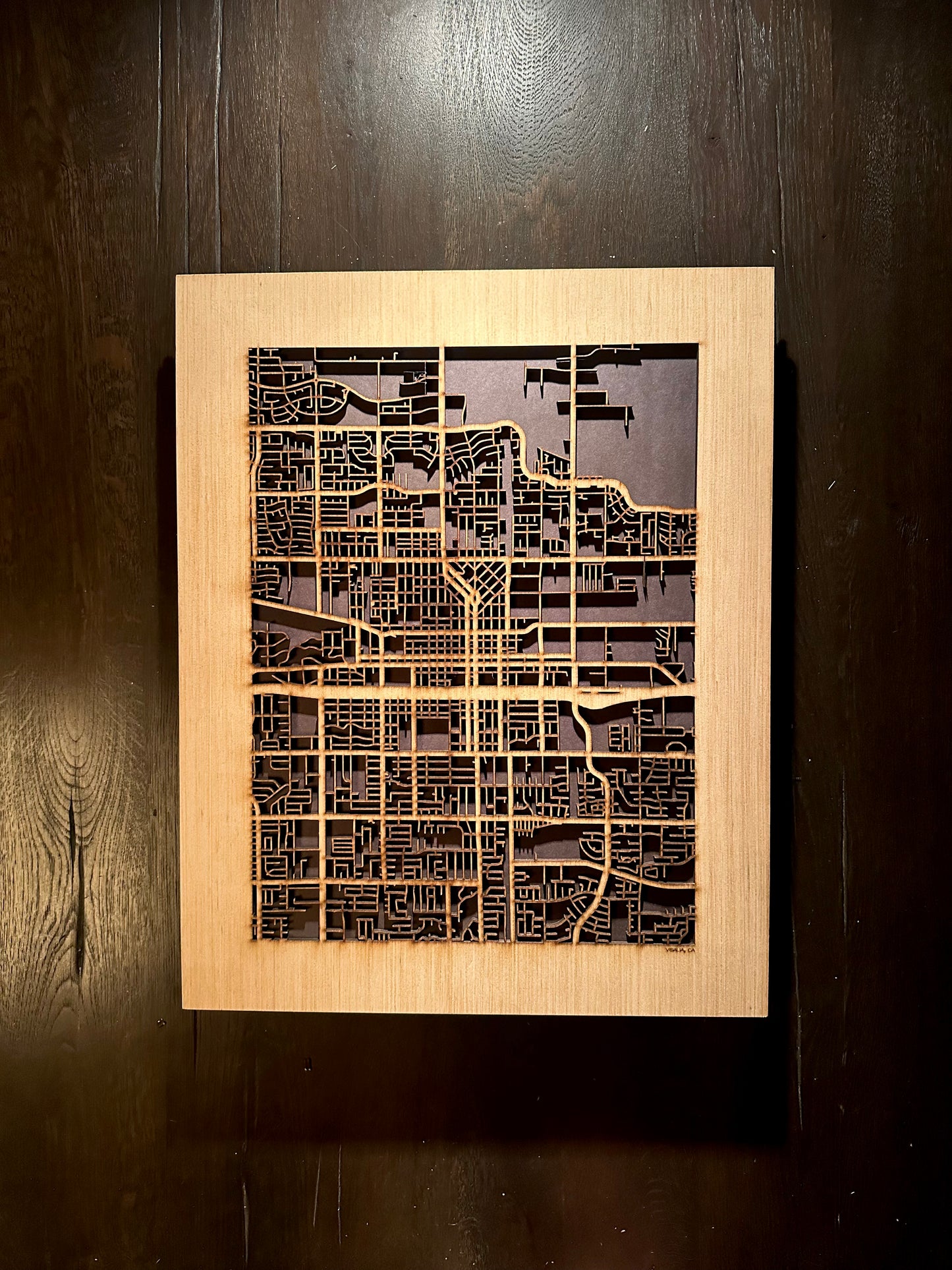 Visalia, CA City Street Map | Modern Wood Wall Art in a Minimalist design. 2 sizes