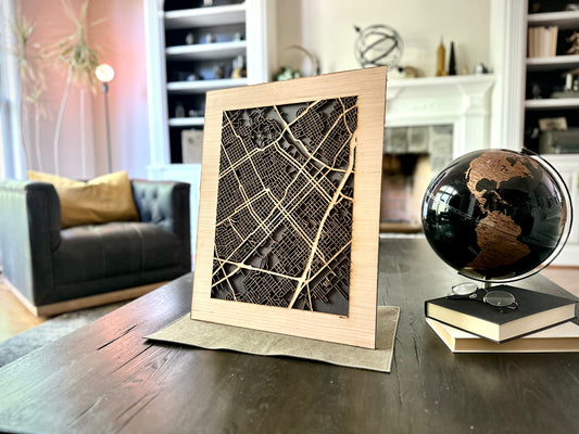 Waco, TX City Street Map | Modern Wood Wall Art in a Minimalist design. 2 sizes