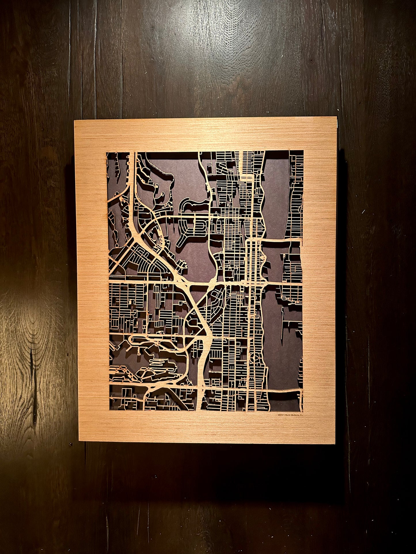 West Palm Beach, FL City Street Map | Modern Wood Wall Art in a Minimalist design. 2 sizes