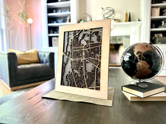 Wilmington, NC City Street Map | Modern Wood Wall Art in a Minimalist design. 2 sizes