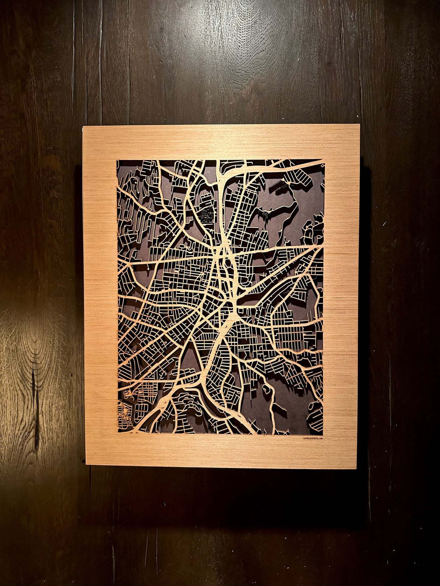 Worcester, MA City Street Map | Modern Wood Wall Art in a Minimalist design. 2 sizes
