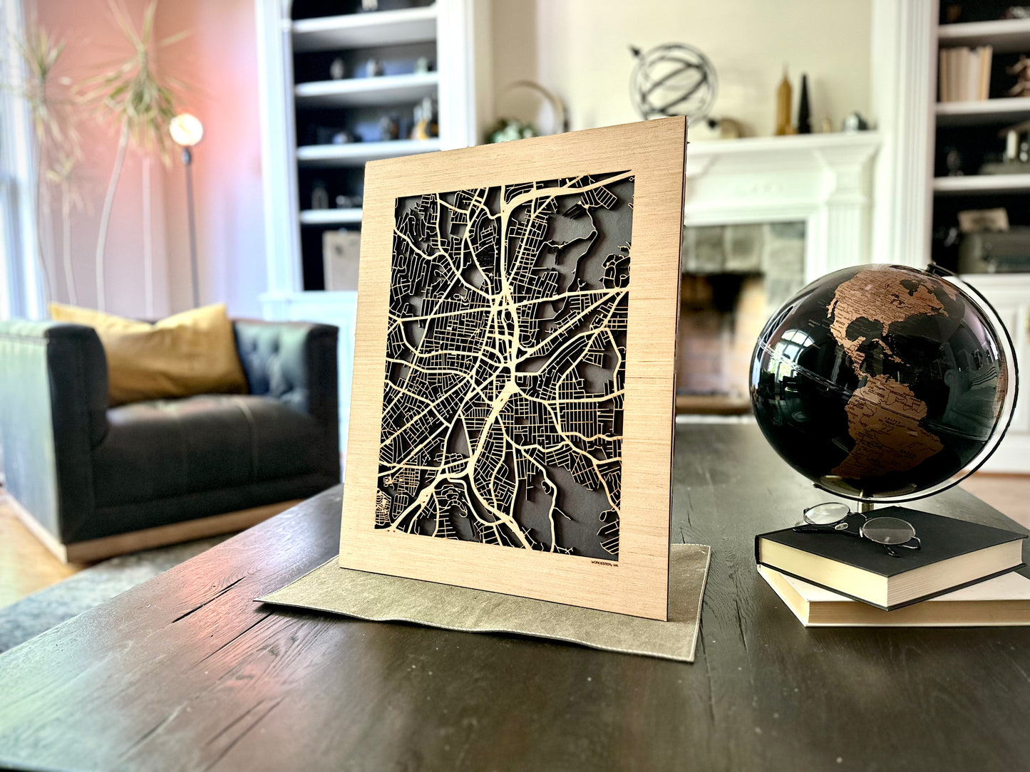 Worcester, MA City Street Map | Modern Wood Wall Art in a Minimalist design. 2 sizes