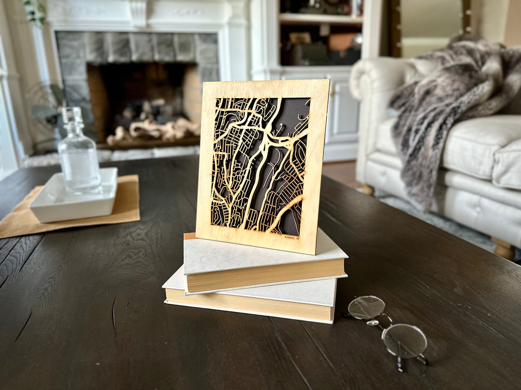 Yonkers, NY City Street Map | Modern Wood Wall Art in a Minimalist design. 2 sizes