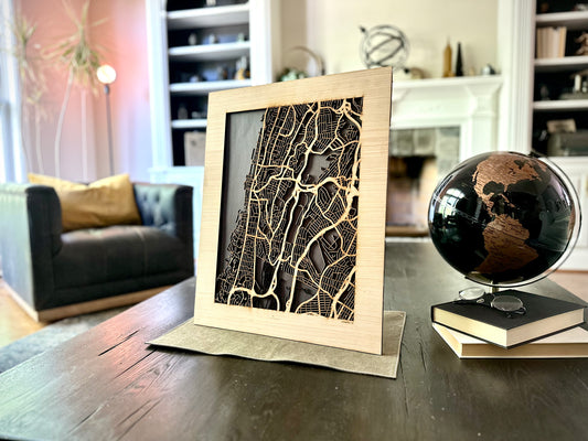 Yonkers, NY City Street Map | Modern Wood Wall Art in a Minimalist design. 2 sizes