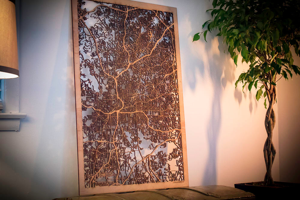 Atlanta, GA City Street Map | Modern Wood Wall Art in a Minimalist design. 3 sizes