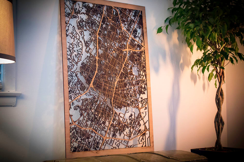 Austin, TX City Street Map | Modern Wood Wall Art in a Minimalist design. 2 sizes