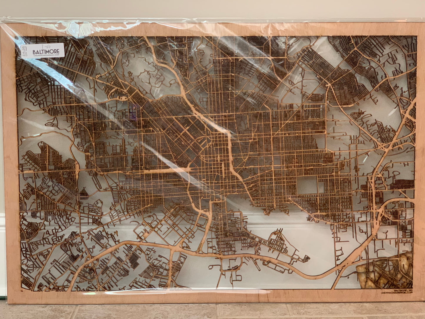 Baltimore, MD City Street Map | Modern Wood Wall Art in a Minimalist design. 2 sizes